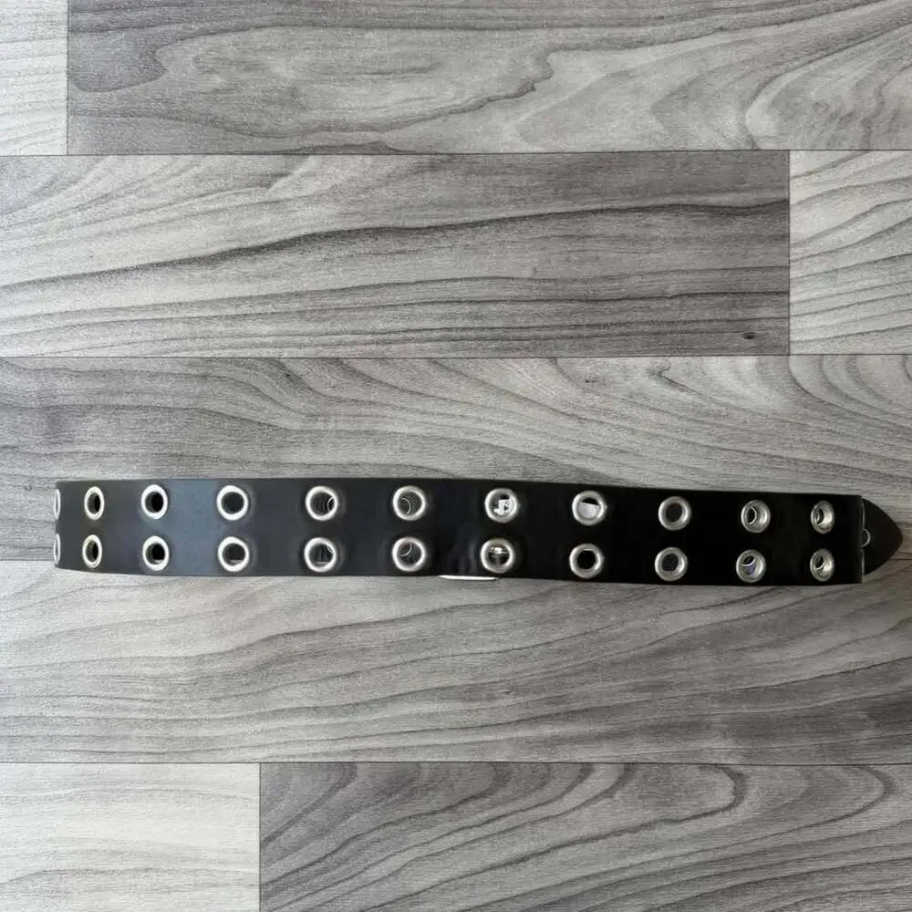 Bershka Double Grommet Black Leather Belt 85